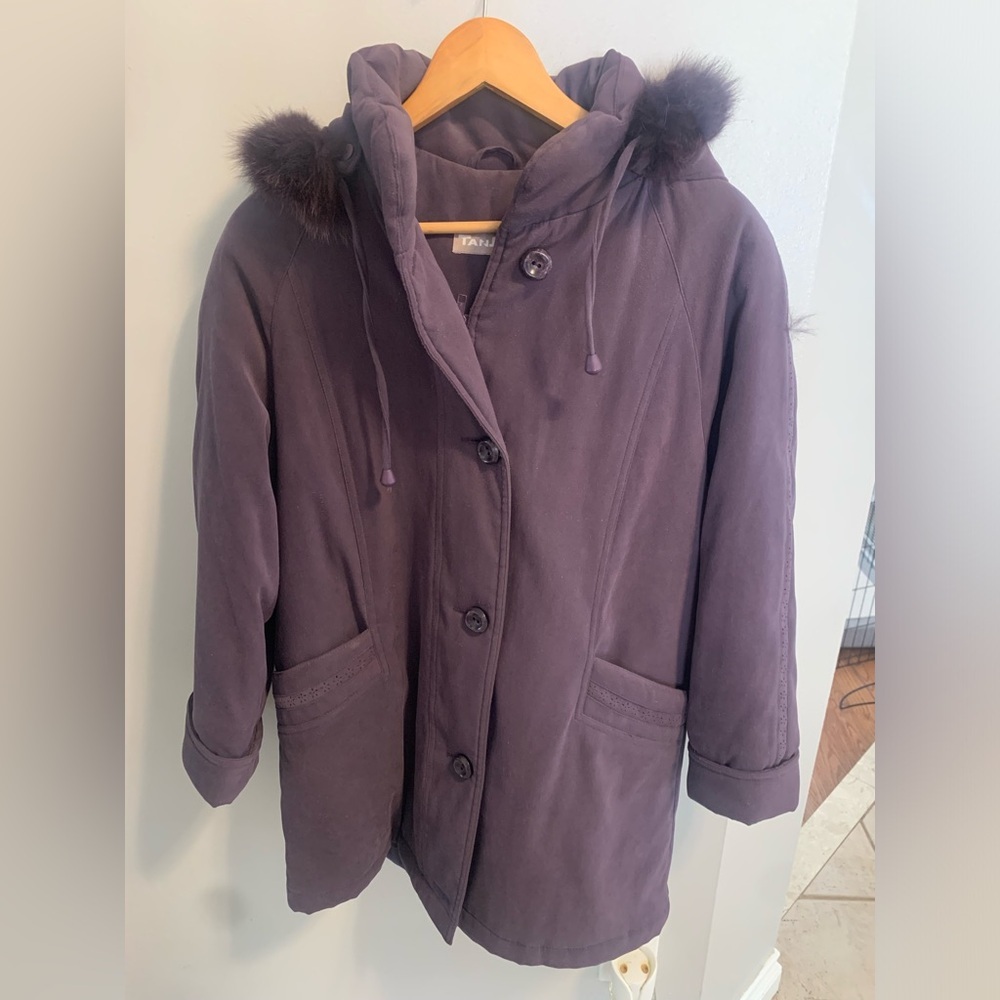 Vintage 80s/90s TanJay by Capital Garment Purple Coat with Fur Trim Size XS - Picture 8 of 11